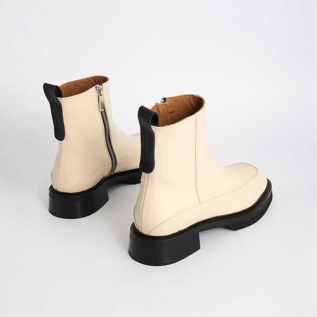 Muswell Zip Ankle Boot - Cream