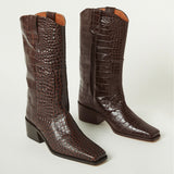Antwerp Calf Boot - Moka Croc