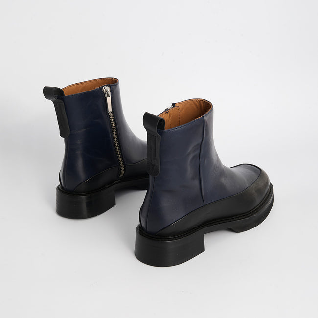 Muswell Zip Ankle Boot - Navy/Black