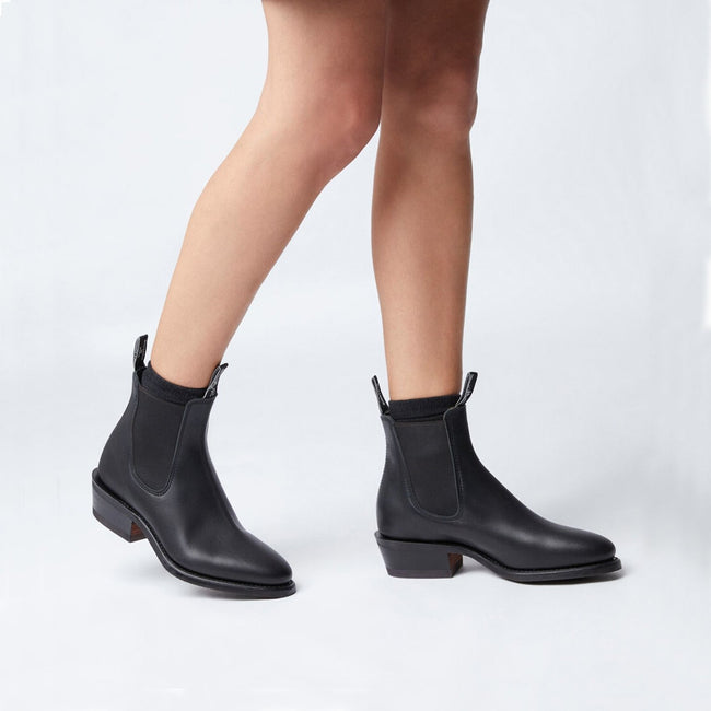 Black Lady Yearling Rubber Sole Boots, R.M.Williams Chelsea Boots