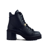 Heeled Lace Up Boot - Black